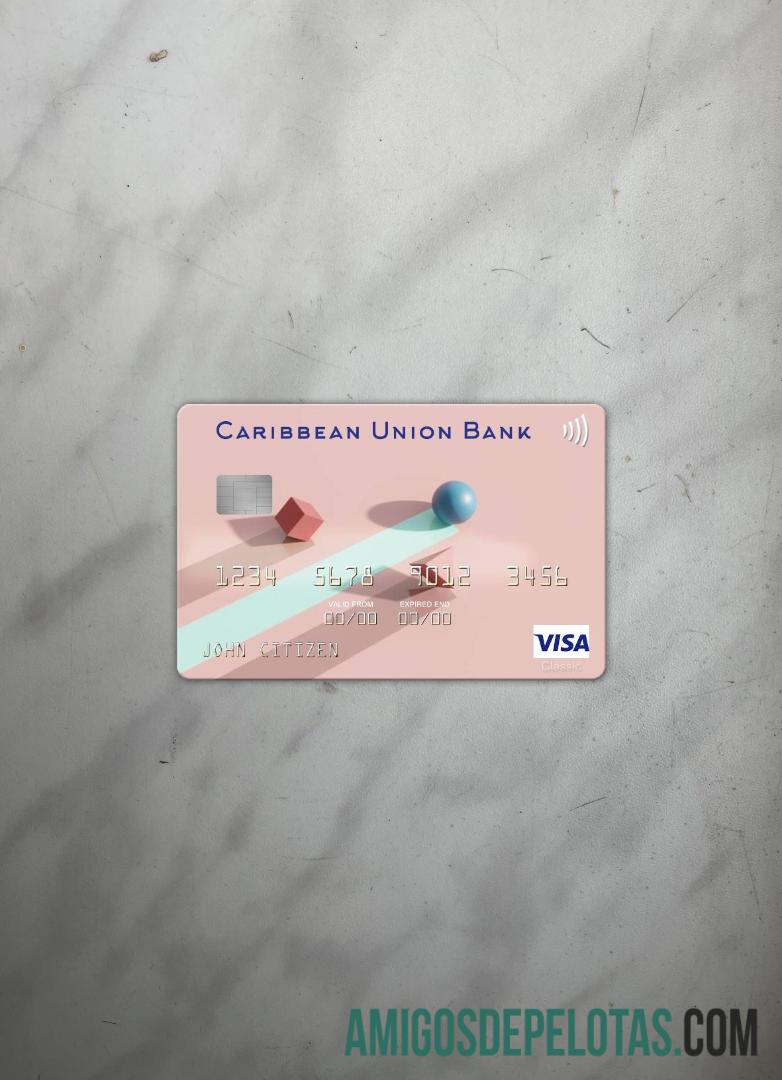 Antígua e Barbuda Caribbean Union Bank Visa Card Photolook Front exemplo real